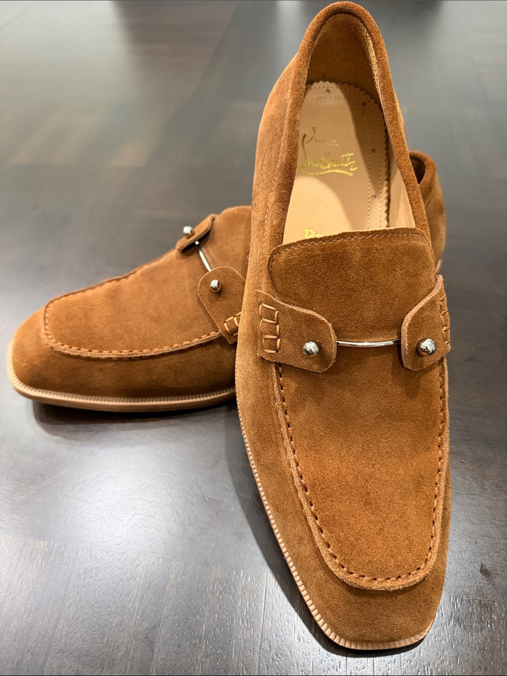 Christian Louboutin Tan Suede Bit Driver Loafers